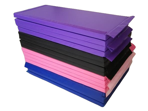 Practice Mat, 6'x12'x8 - Purple Vinyl, Purple Mesh | Folding (Tri-Fold)