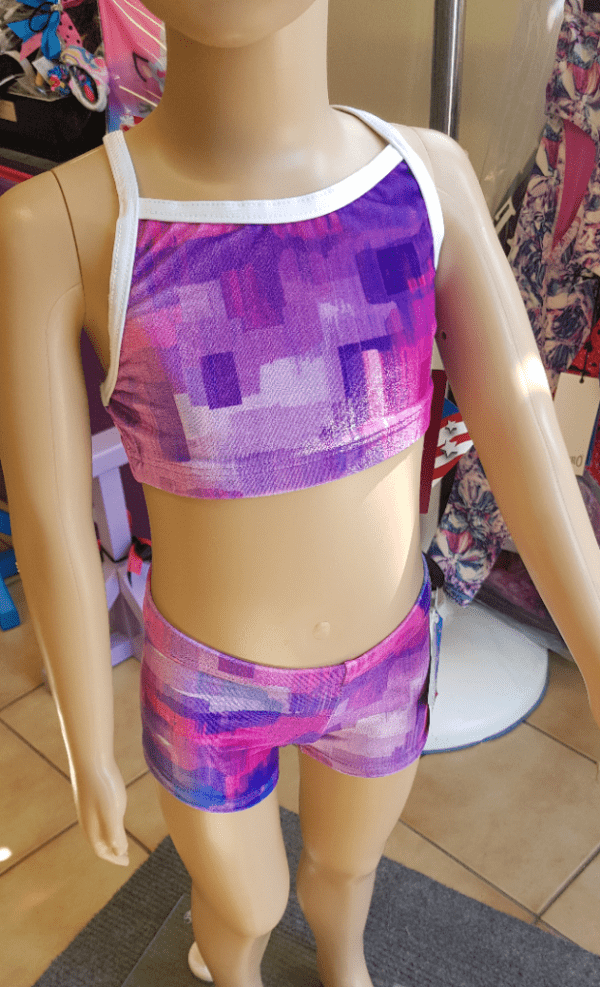 Purple Shade Crop Top Set Motionwear