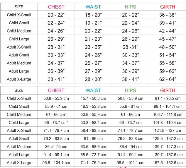 Size Chart | Gymsports WA